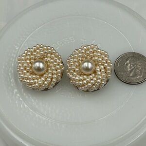 Vintage Cream faux Pearl Cluster Earrings
